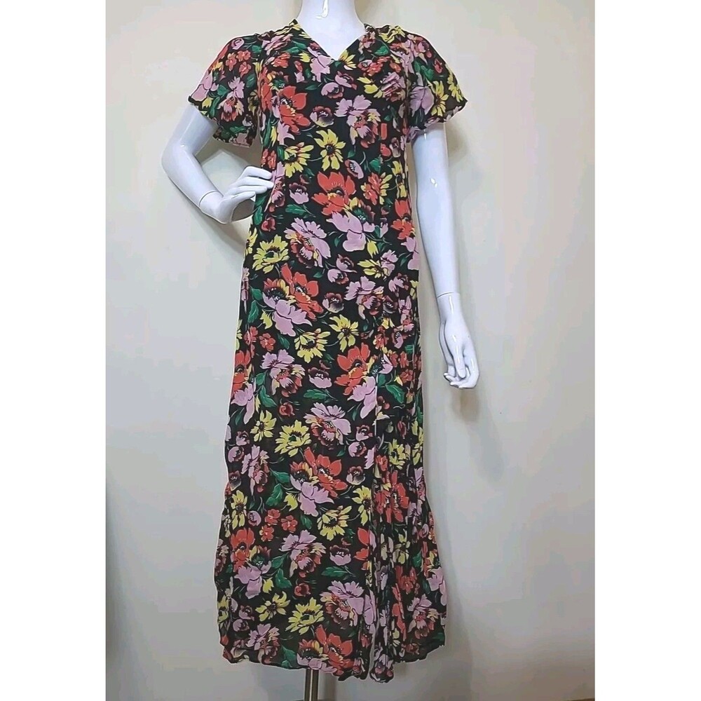 Topshop Dress Women’s Size Small Multi-Color Floral Back Cut Out